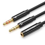 Vention 2*3.5mm Male to 4 Pole 3.5mm Female Audio Cable 1M Black Headset Type (OMTP-CTIA)