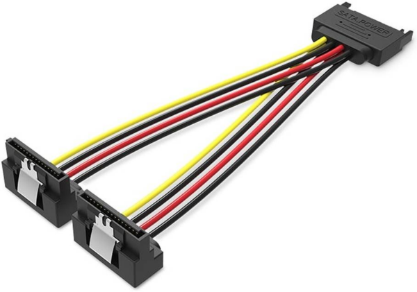 ention SATA 15P Male to 90° 2*15P Female Power Splitter Cable 0.15M