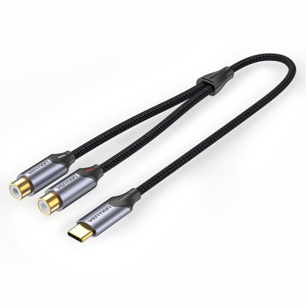 Vention USB-C Male to 2-Female RCA Cable 1.5M Gray Aluminum Alloy Type BGVHG
