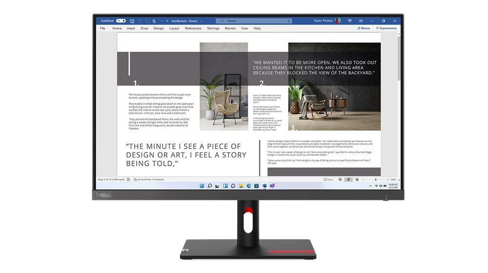 Lenovo ThinkVision S27i-30 27" FHD Monitor, Raven Black - Model No: 63DFKAT4UK - Image 2