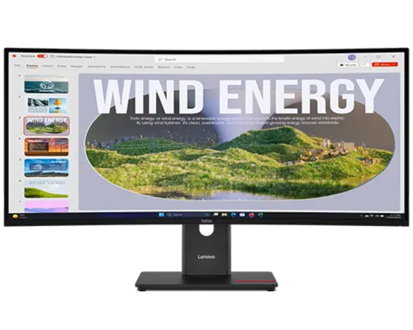 Lenovo ThinkVision T34WD-40 34" Ultrawide QHD Curved Monitor, Eclipse Black - Model No: 64AEGAT1UK - Image 3