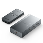 Vention 3 In 1 Out HDMI Switcher Gray Metal Type (AFFH0) – 4K HDMI Switch with Remote