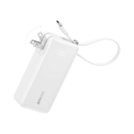 Anker Power Bank (10K, 30W, Built-in USB-C+Lightning Cable) White
