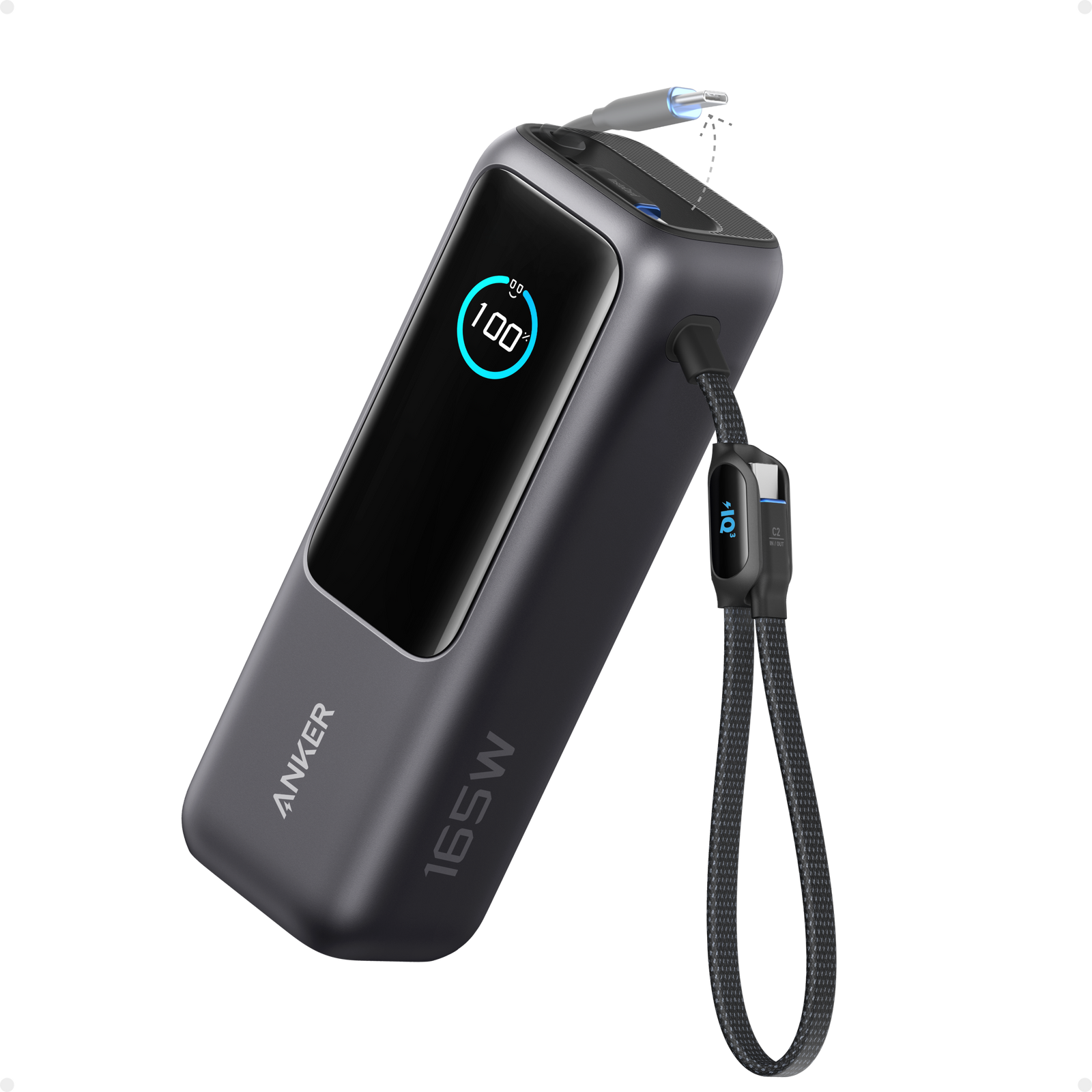 Anker Power Bank (25K, 165W, Built-in USB-C and Retractable Cable)