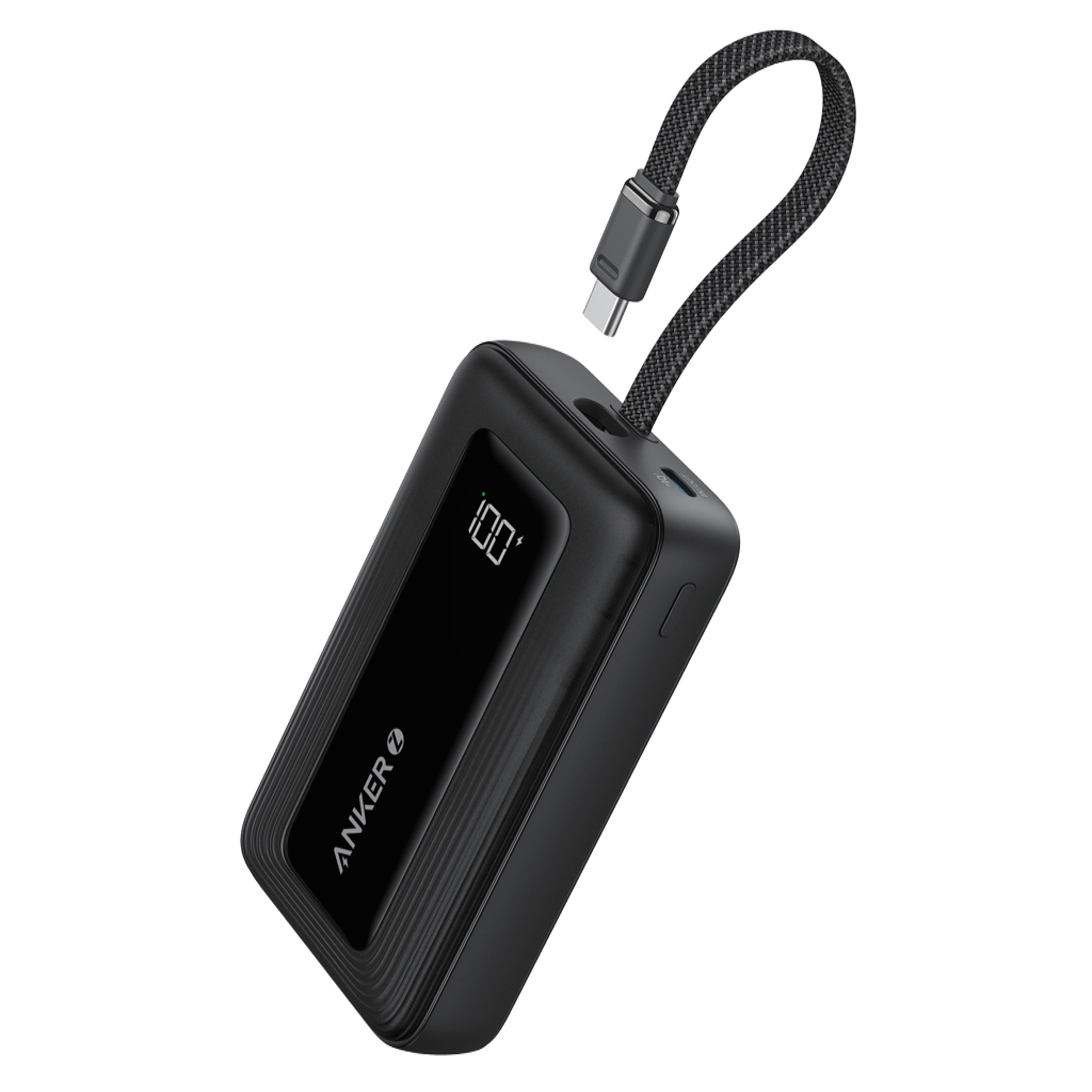 Anker Zolo Power Bank (10K, 22.5W, Built-in USB-C Cable) Black