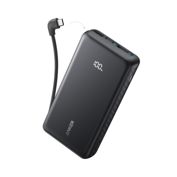 Anker Zolo Power Bank (20K, 22.5W, Built-in USB-C Cable) Black