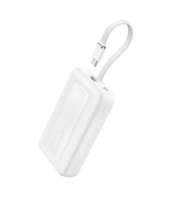 Anker Zolo Wireless Power Bank (10K, 30W, Built-in USB-C Cable) White